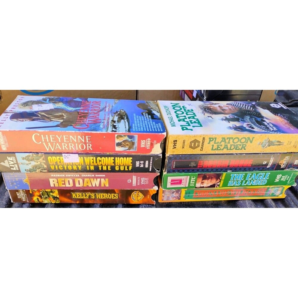 8 War Action VHS Movies Red Dawn Kelly's Heroes Road House UNTESTED As-is lot